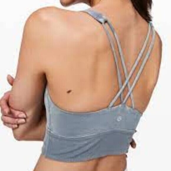 Lululemon Free To Be Bra *Long Line Rib Snow Wash Washed Moon Blue 2 - Picture 2 of 11